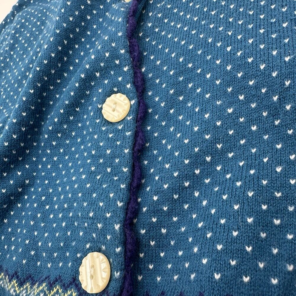 Aerie Blue Snowflake Fair Isle Cardigan Sweater Womens S Luxury Knit Blend - Picture 14 of 15